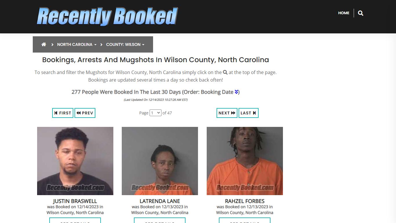 Bookings, Arrests and Mugshots in Wilson County, North Carolina